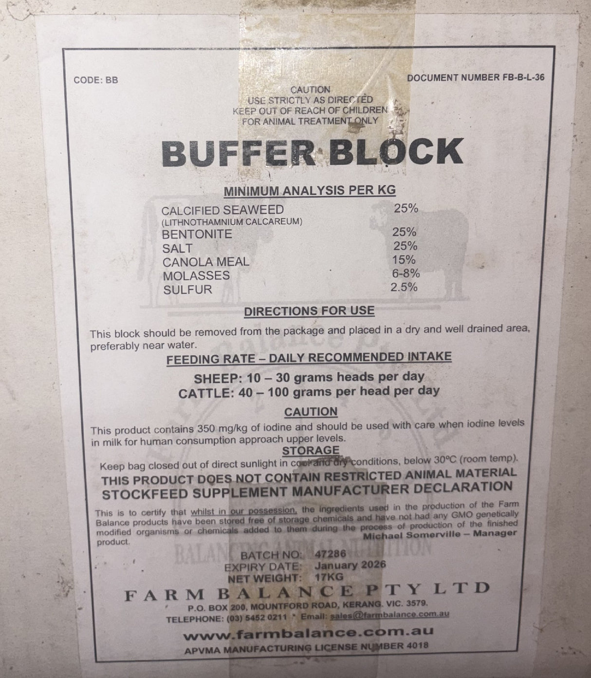 Farmbalance Buffer Block 17kg