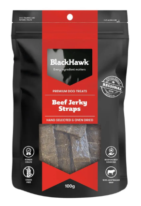 Blackhawk Dog Treat Beef Jerky Straps 100g