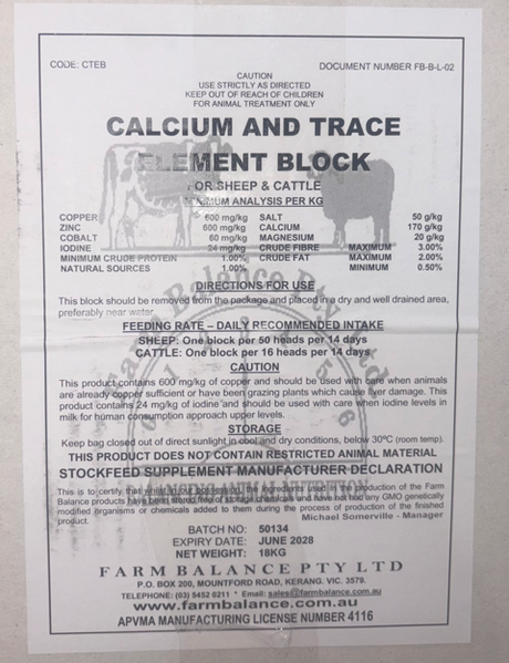 Farmbalance Calcium & Trace Element Block 18kg **