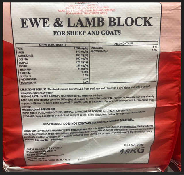 Farmbalance Ewe & Lamb Block 18kg **
