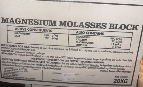 Farmbalance Magnesium & Molasses Block 20kg **