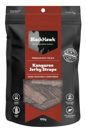 Blackhawk Dog Treat Kangaroo Jerky Straps 100g