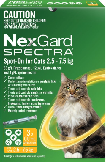 Nexgard Spectra Cats 2.5 - 7.5kg [pk:3]
