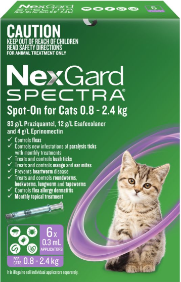 Nexgard Spectra Cats 0.8 - 2.4kg 6pk [pk:6]
